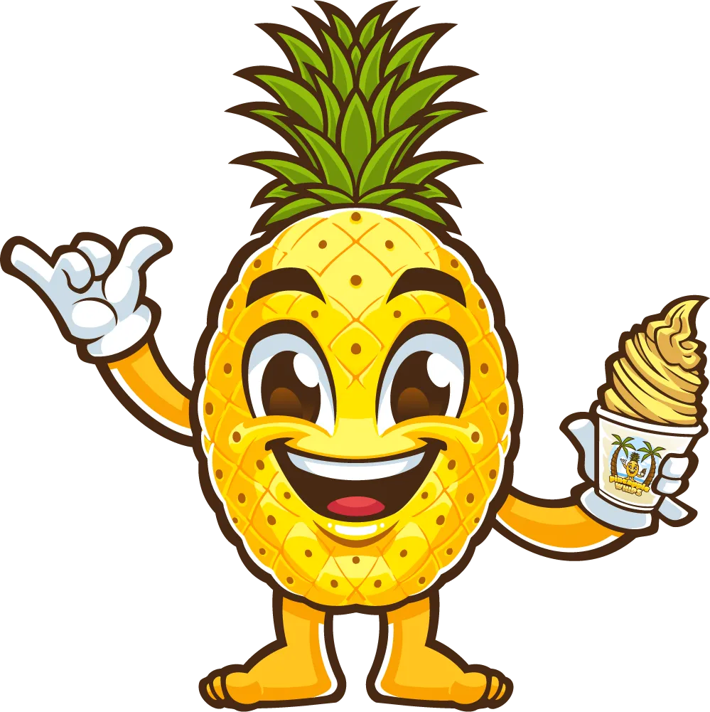 The Pineapple Whips mascot in full color