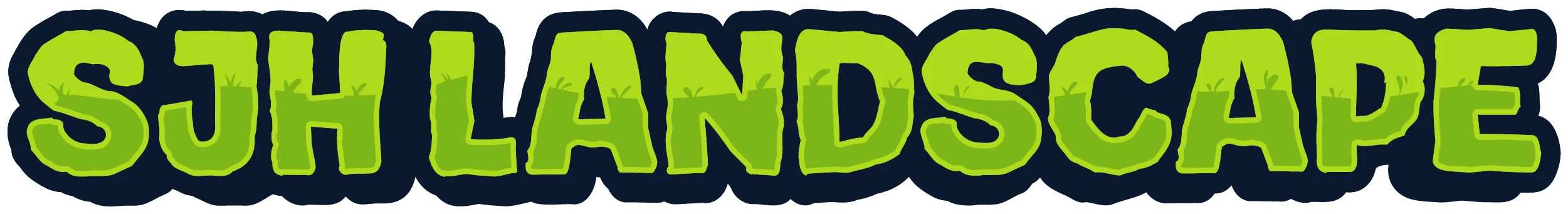SJH Landscape wordmark in green with a grass texture